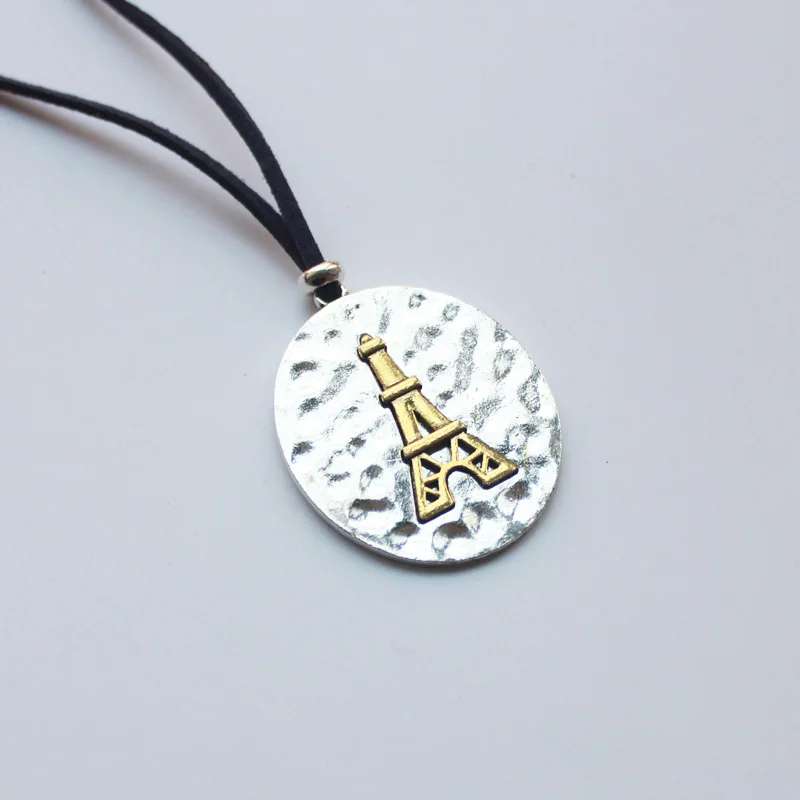 Винтажное ожерелье с подвеской в виде Эйфелевой башни длинное веревочными