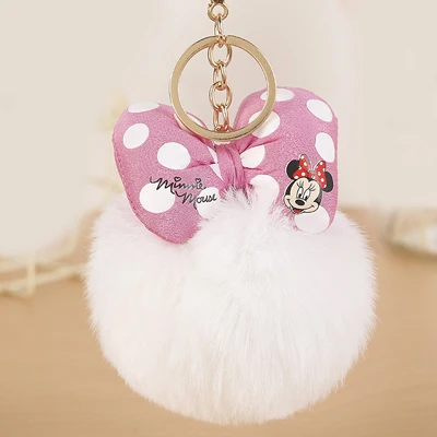 white Микки Подушка Porte clef пушистый брелок помпон llavero шарик из меха кролика на сумку брелок для женщин chaviro sleutelhanger EH889 - Цвет: white