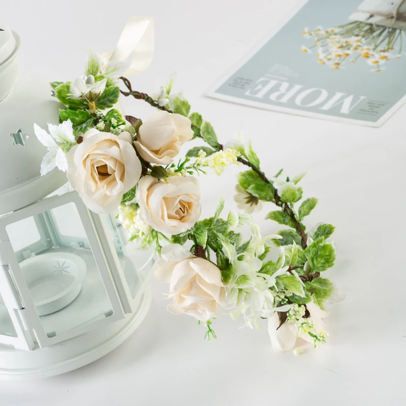 

Greenery Pink Flower Hair Comb Floral Bride Women Accessories for Wedding Ceremony