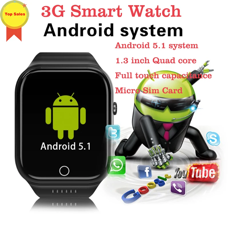 Смарт часы для IOS Android 5 1 MTK6580 Гб + 16 четырехъядерные 3G SIM WiFi Спортивная камера GPS PK