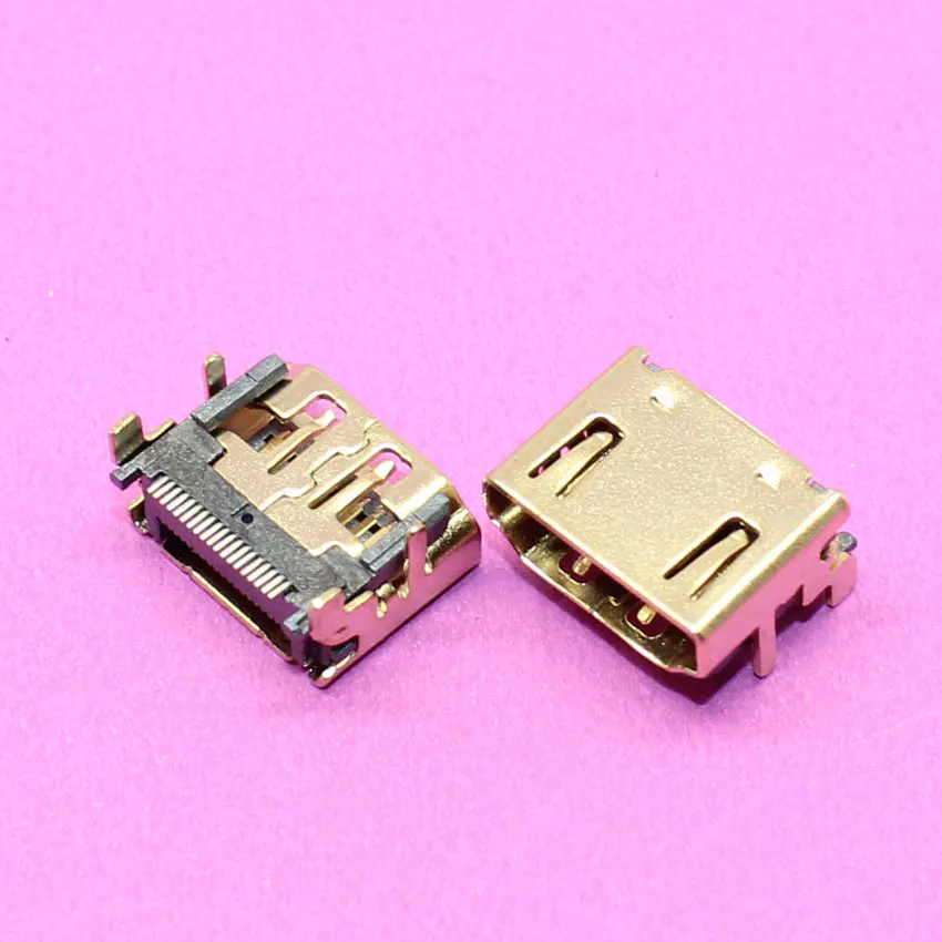 

YuXi 1x новая горячая распродажа позолоченная медная 19Pin HDMI розетка SMT 4 фиксирующая ножка