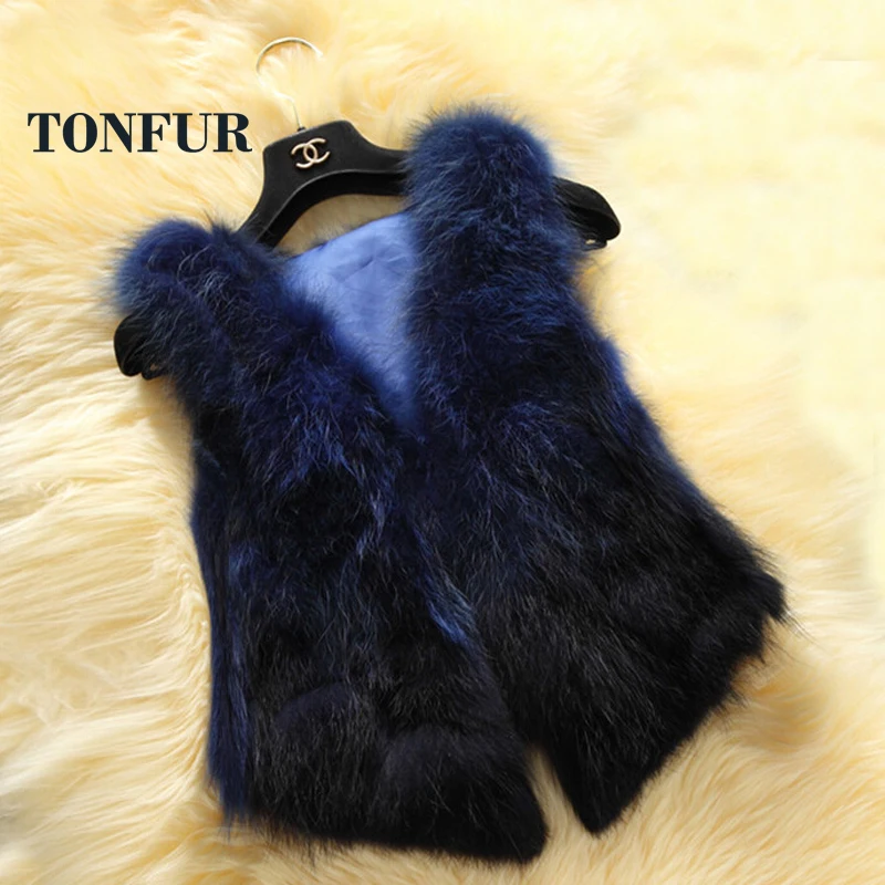 Женский модный жилет из натурального меха енота Новое поступление 100% FP652|real raccoon