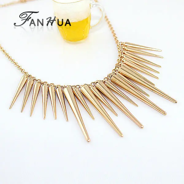 Стимпанк кулон Цепочки и ожерелья Золото-Цвет серебро Цвет Сеть Спайк Макси