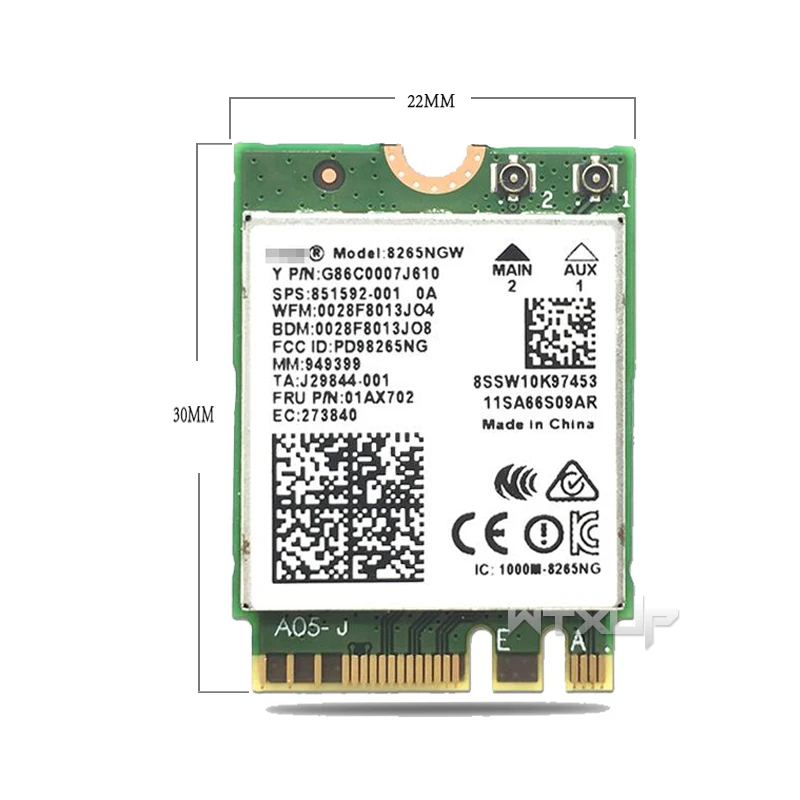 802.11ac для Intel 8265NGW 8265AC 7265NGW 867 Мбит/с M2 NGFF беспроводной адаптер wifi+ Bluetooth 4,2 сетевая карта MU-MIMO/Intel vPro