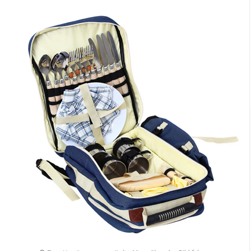 Открытый рюкзак с посуда ручка мешок для кемпинга Пеший Туризм Picnic Bag 4 человек