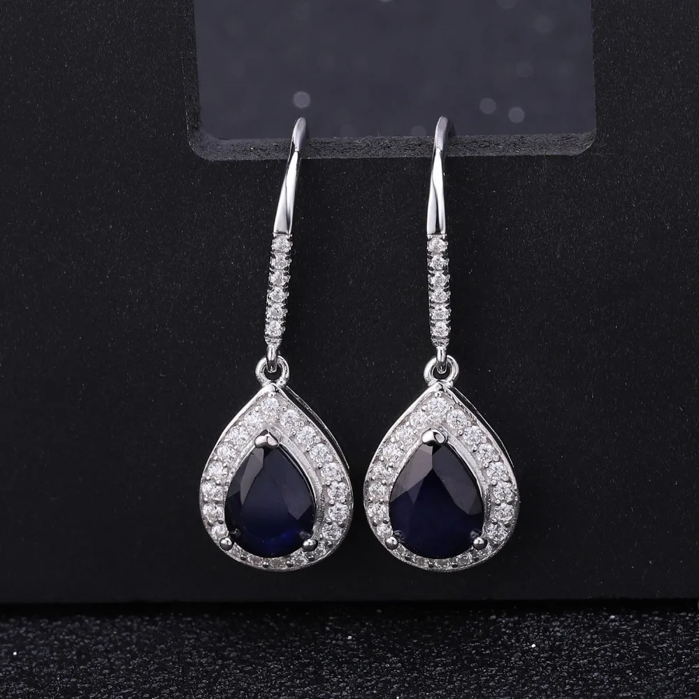 GEM'S BALLET 2.58Ct Natural Blue Sapphire Dangle Earrings Real 925 Sterling Silver Elegant Brincos for Women Party Fine Jewelry |