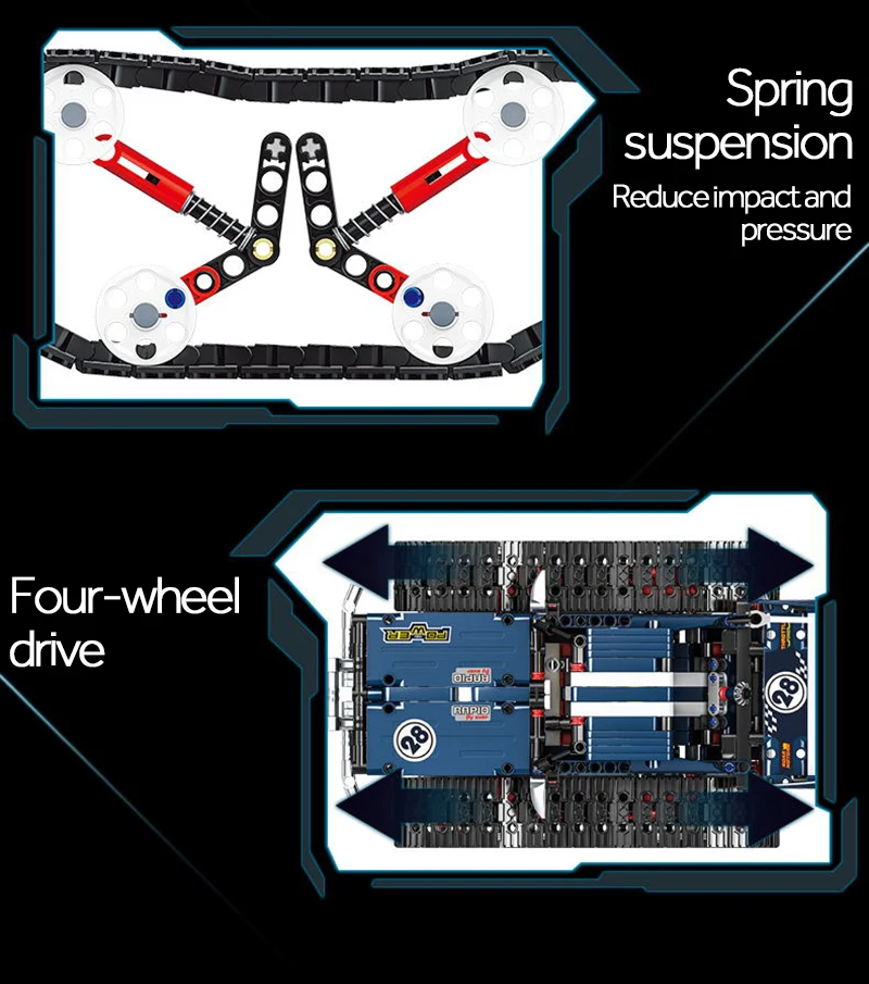 Technic RC Гусеничный гоночный Автомобильный Электрический двигатель с функцией питания, совместимый с Technic, городской строительный блок, кирпичи, модель детских игрушек 621 шт