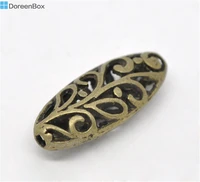 20 pcs doreen box hollow flower oval shape spacer beads bronze color 23x9mm vintage diy jewelry making accessories%ef%bc%8c hole 1 2mm