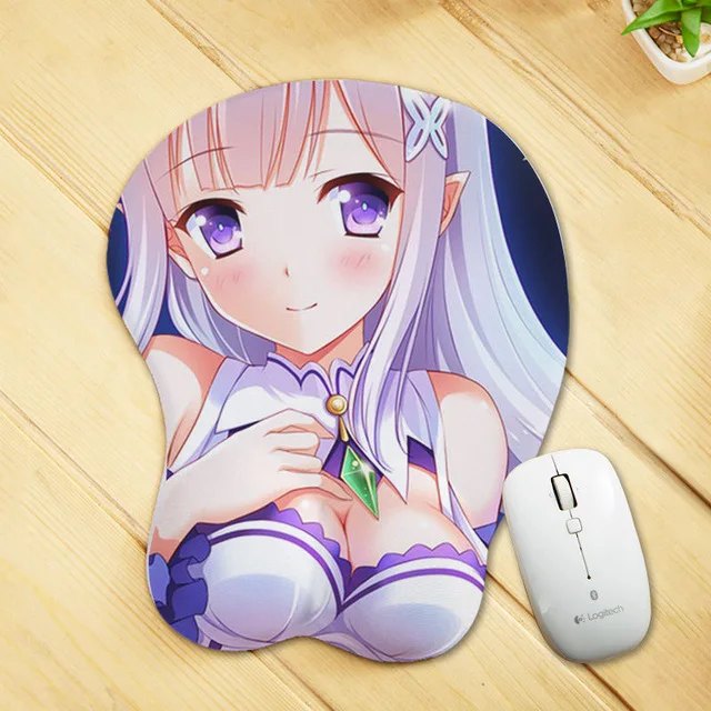 A ЭРГОНОМИЧНАЯ SEXY аниме мультфильм 3D груди силиконовый коврик для мыши мягкий запястий сундук коврик для мыши ручной противостоять muismat Tapis де Souris - Цвет: A