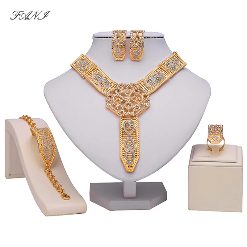Fani модный Африканский комплект ювелирных изделий оптом Дубай золотые Ювелирные