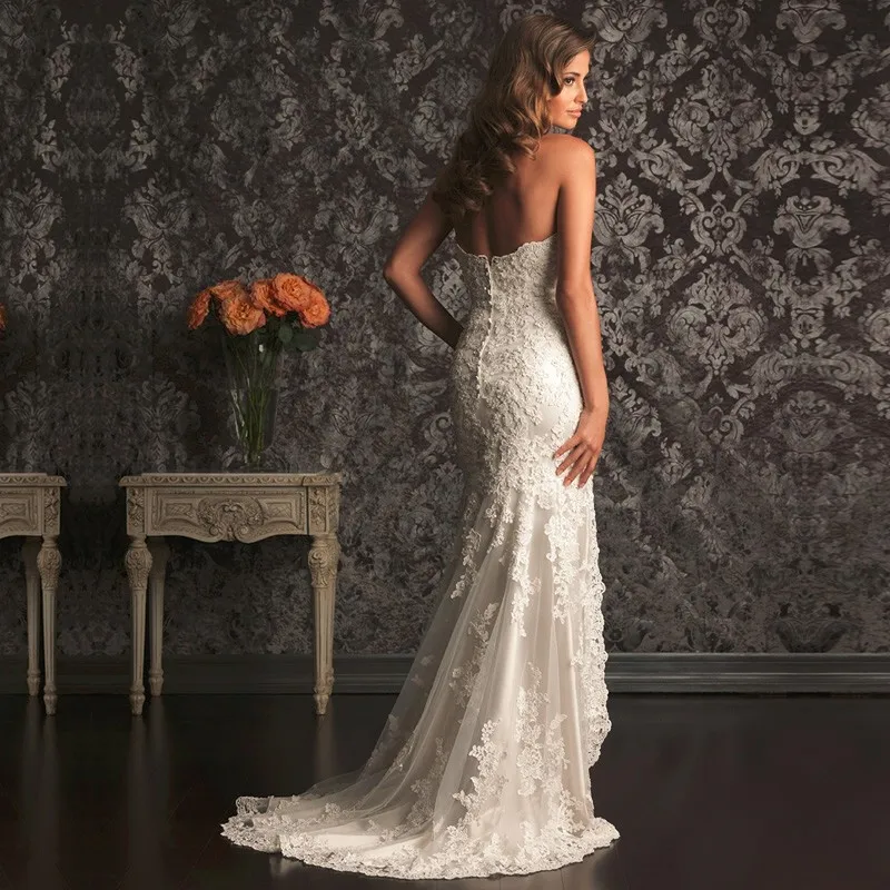 2017 Милая Рукавов Спинки Sexy Дешевые Свадебные Платья vestido де noiva халат mariage Русалка