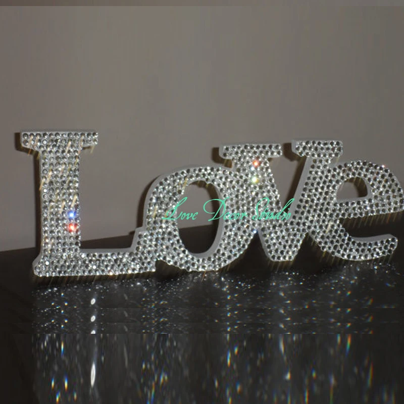 Free shipping 17.5" wide X 7" tall Swarovski Crystal "LOVE" standing love sign