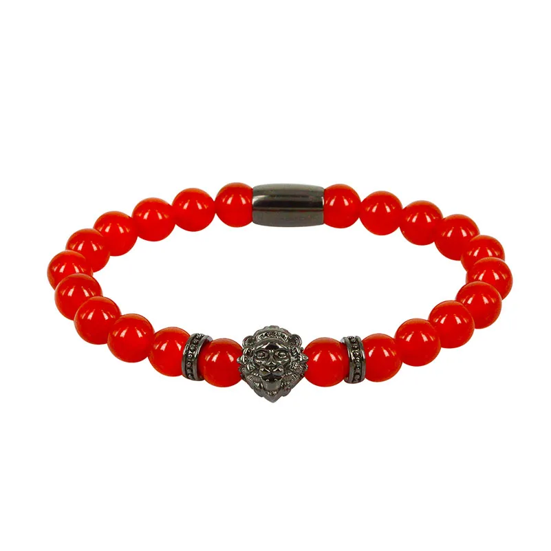 Новый дизайн браслет из красного оникса с бусинами мужской и женский модные
