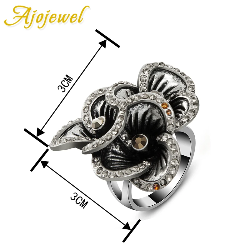 Женское Винтажное кольцо с тремя цветами|jewelry black|flower jewelrywomen vintage ring |