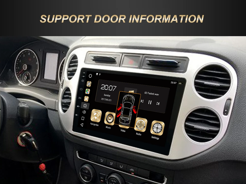 Dasaita 9 дюймов Android 9,0 Автомобильный gps радио плеер для Volkswagen VW Tiguan 2010- с восьмиядерным процессором 4 Гб+ 32 ГБ авто стерео Мультимедиа