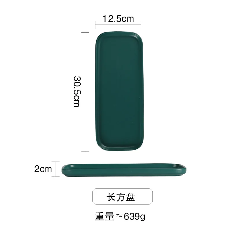 Rectangular No Gold Матовая зеленая керамическая тарелка золотого цвета, прямоугольная тарелка для рыбы, домашняя фарфоровая тарелка в стиле вестерн Ретро Королевского стиля для стейка, торта, десерта - Цвет: Rectangular No Gold