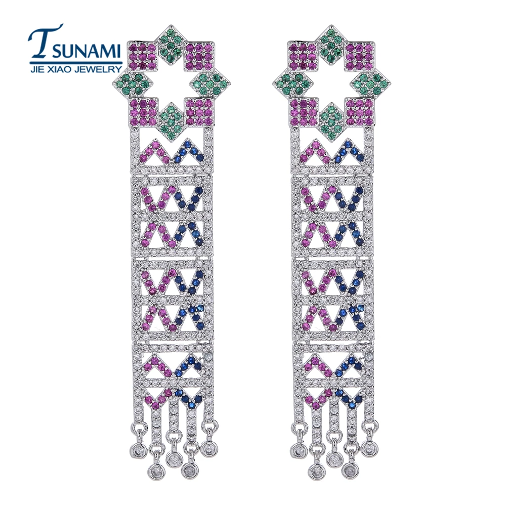 

Luxurious color micro inlaid zircon earrings Exaggerated zircon earrings for women at important occasions ER-162