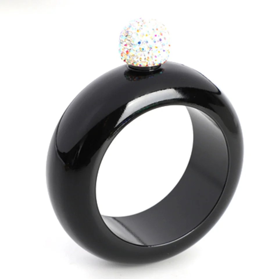 Diamond Black Браслет Transhome, фляжка 3,5 унций, нержавеющая сталь, фляжка, кольцо, 100 мл, фляга для вина, для виски, с воронкой, браслет, бутылка для бара - Цвет: Diamond Black