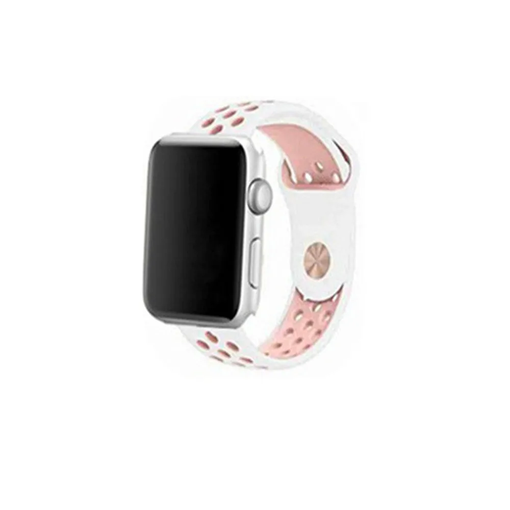 White-Pink Силиконовый ремешок для Apple Watch band 38 мм 42 мм 40 мм 44 мм сменный ремешок для часов для i Watch Band Series 5 4 3 2 1 - Цвет: White-Pink