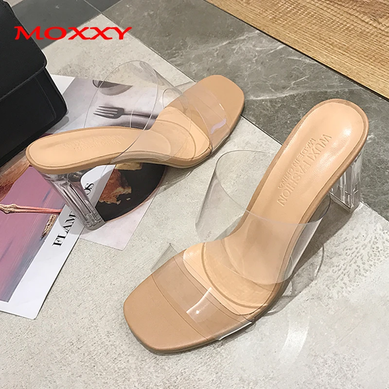 

Sexy High Heels Clear Sandals Women Shoes PVC Transparent Slippers Summer Slippers Women Slides Wedding Sandals zapatos de mujer