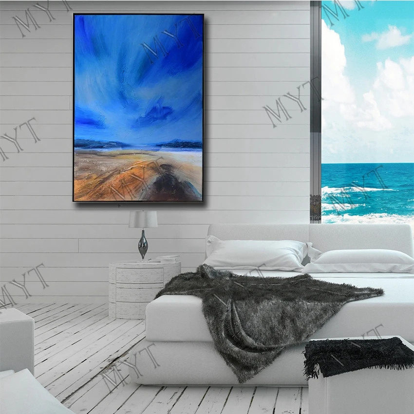 Пейзаж синего неба ручной работы абстрактные картины картина маслом настенные