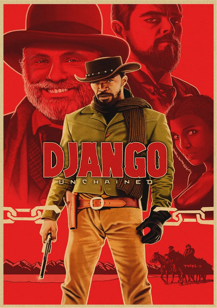 Классический фильм Django Unchained Квентин Тарантино Ретро плакат крафт-бумага кафе домашний декор стен Живопись - Цвет: Синий
