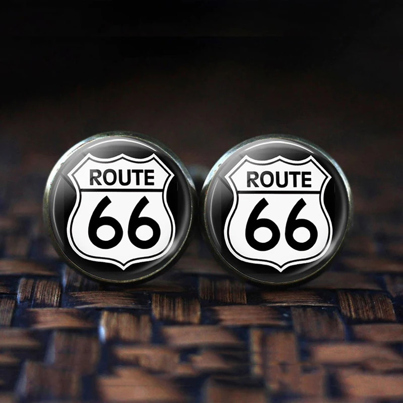 Мужские позолоченные запонки Route 66 модные с символами мира для рубашки свадебные