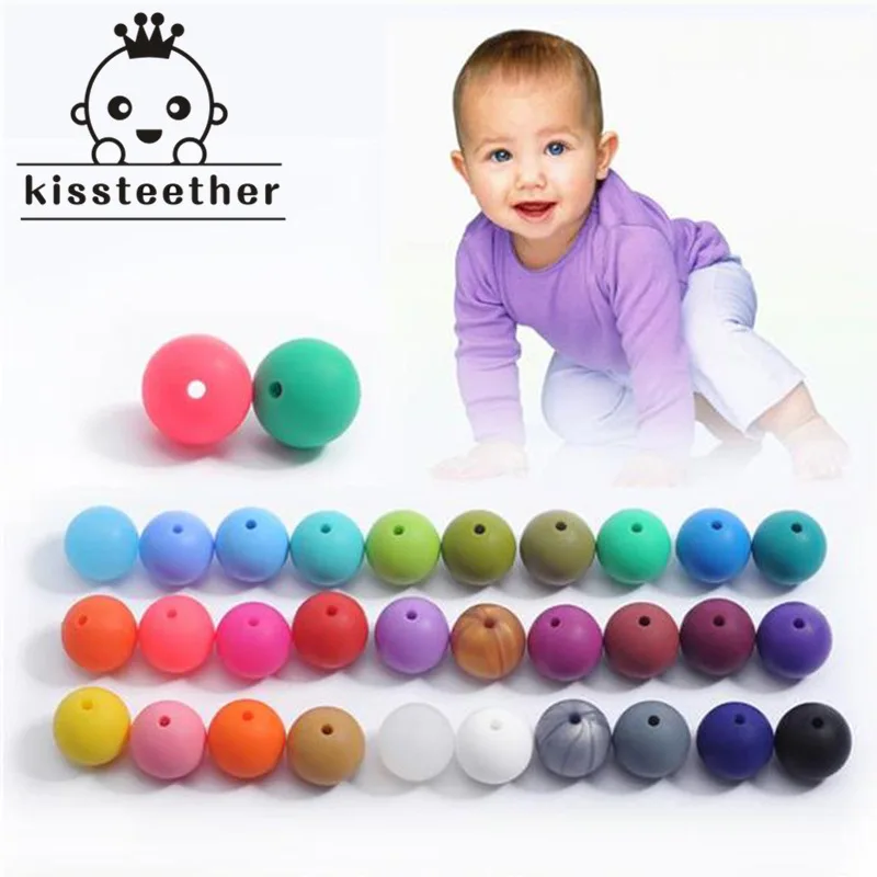 Cuentas redondas de silicona de grado alimenticio para beb&eacute;, abalorios de colores mixtos naturales de 0,47 "(12mm), juguetes para morder, collar/pulsera para beb&eacute; DIY-2