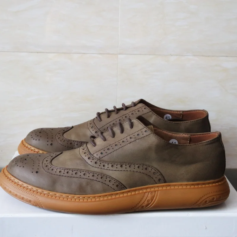 Размеры 8 Для мужчин s Ретро Обувь с перфорацией типа броги натуральная кожа