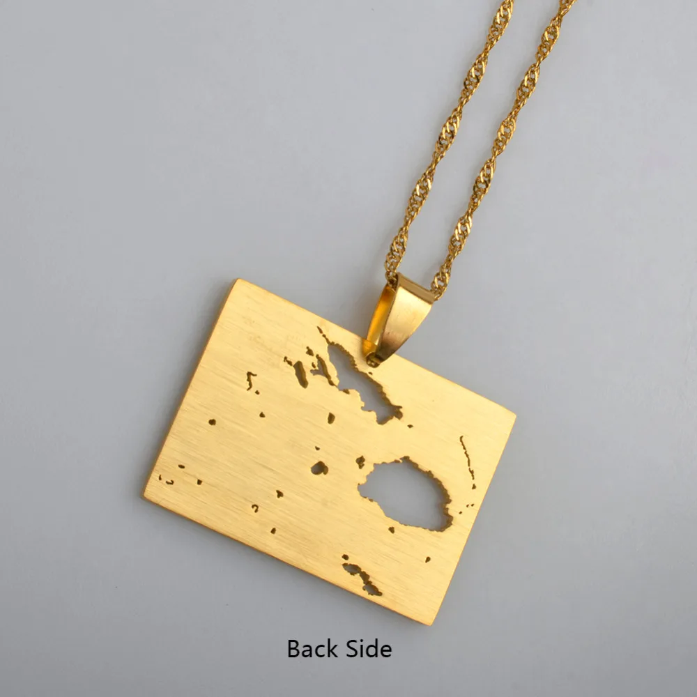 Ожерелье с подвеской в виде карты Фиджи золотого цвета для женщин квадратные