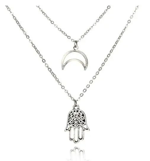 Женское Ожерелье с кулоном Bohemian Moon Fatima многослойное ожерелье из серебряного