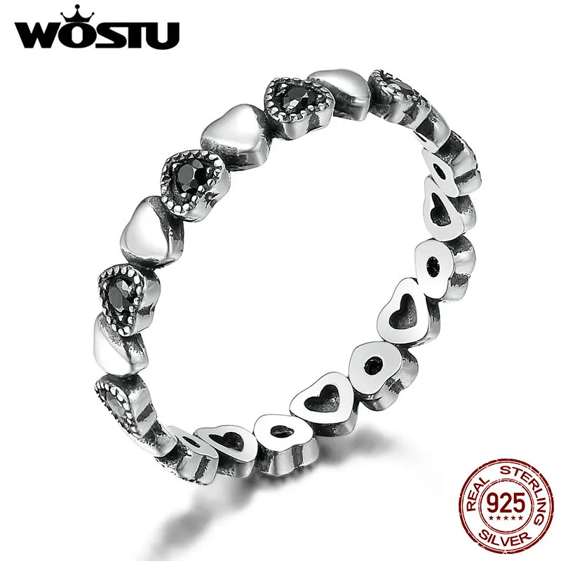 WOSTU горячая Распродажа Стерлинговое любовь навсегда сердце черное CZ