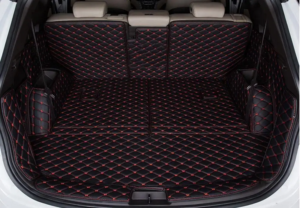 Волоконно-кожаный коврик для багажника автомобиля hyundai santa fe 2013 2014 2015 2016 2017 2018 3-го