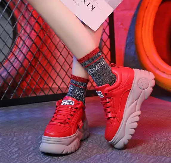 New Women casual shoes Thick bottom Sneakers Fashion Vulcanize Shoes Woman Leather Platform Shoes Women Chaussure Femme