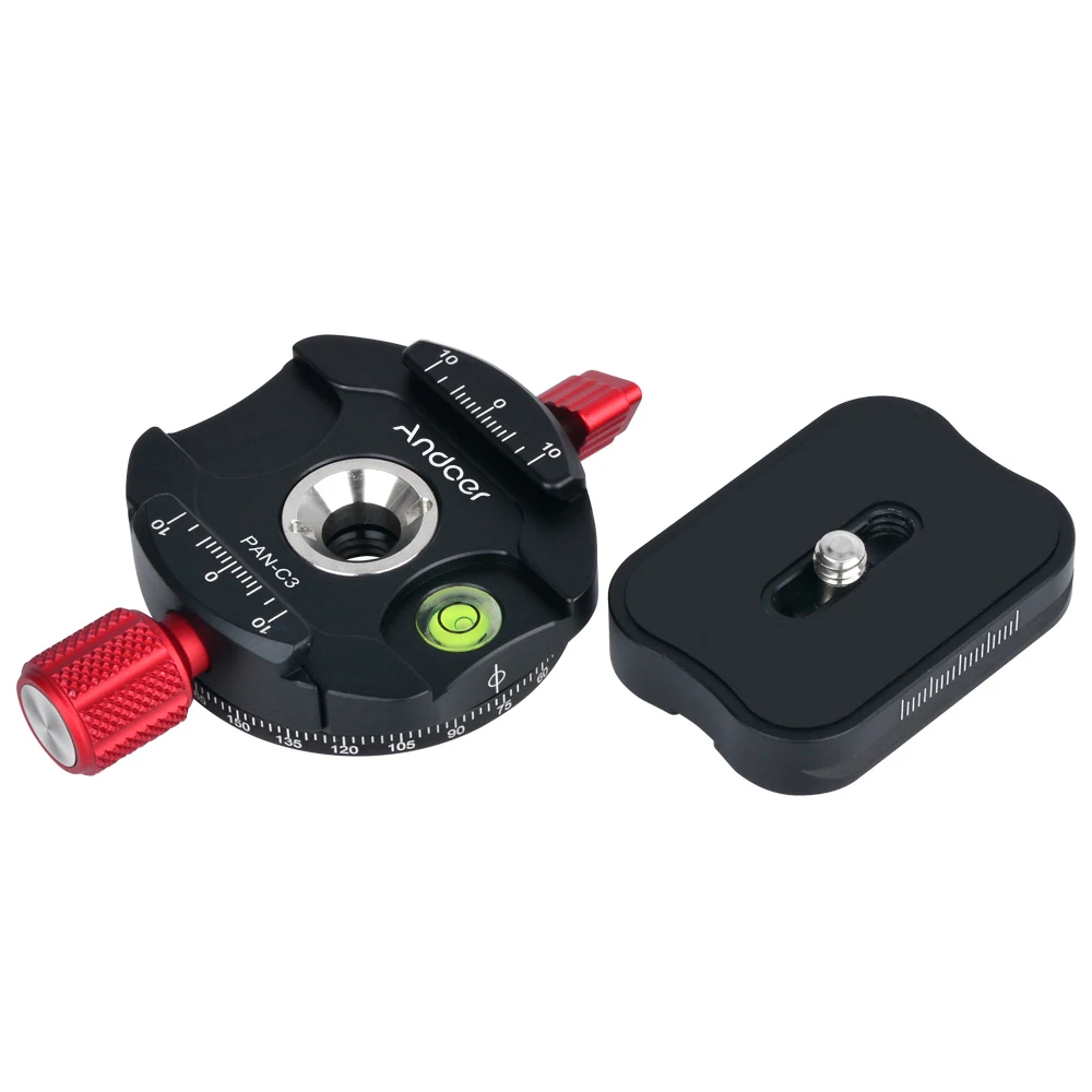 Andoer PAN-C1 панорамные штативные головки Зажим адаптер Алюминий сплава с Quick Release Plate для Arca-Swiss как Стандартный QR тарелки