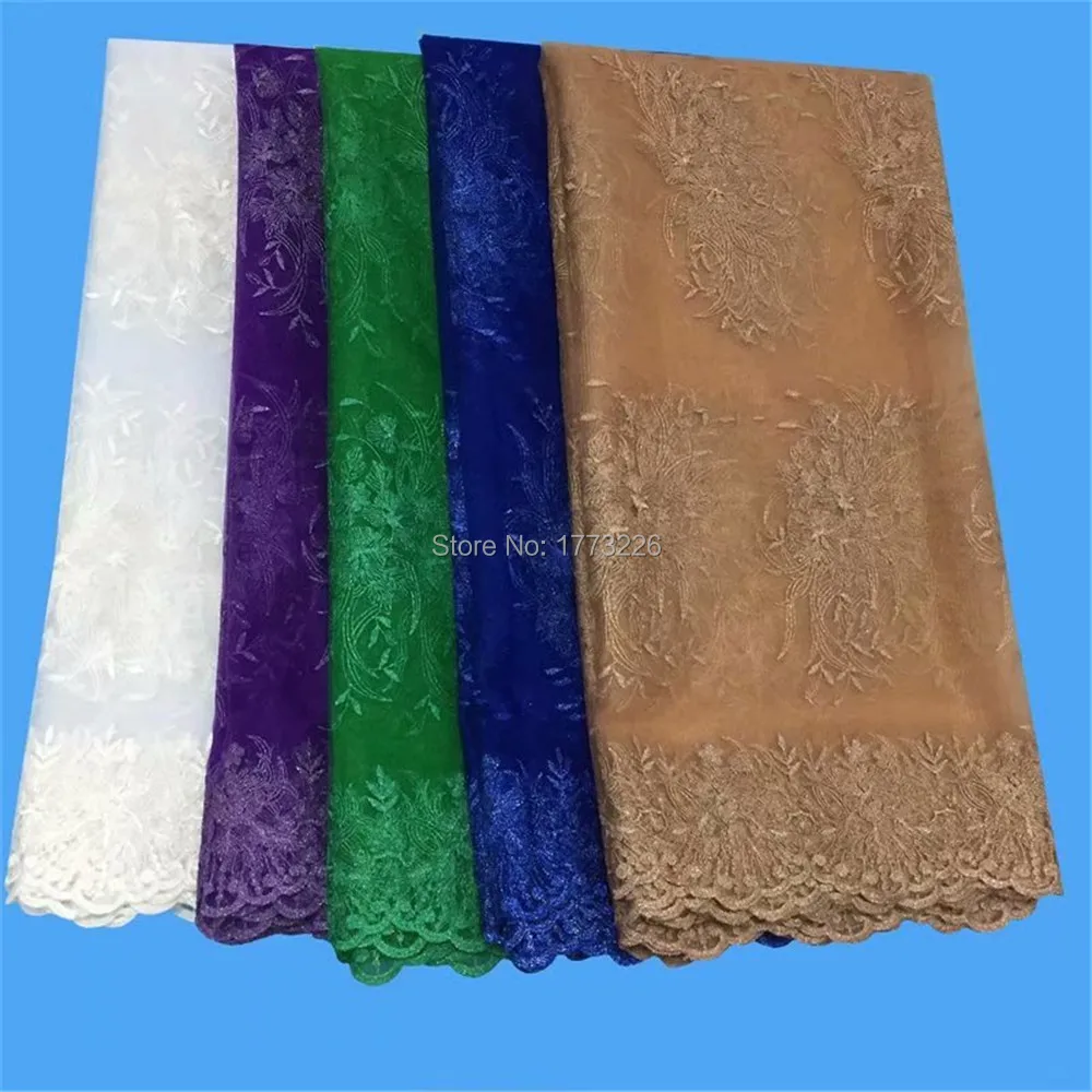 

Wholesale White Soft 5 Yards Nigerian Laces Fabrics High Quality Tulle African Laces Fabric Wedding French Tulle 5 Yards YDF99-1