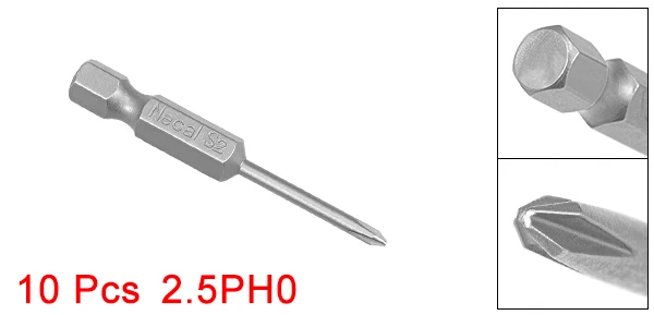 2.5PH0 UXCELL 10 шт. 1/" Шестигранным хвостовиком Phillips 1,6/2,5/2/3,5/3 мм PH00 PH0 PH1 Магнитная отвертка S2 насадки для отвертки 50 мм Длина - Цвет: 2.5PH0