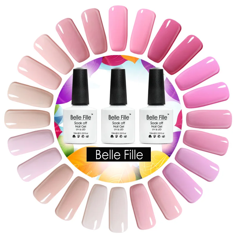 Belle Fille Розовый Красный Счастливый Цвет УФ гель для ногтей Замачивание от