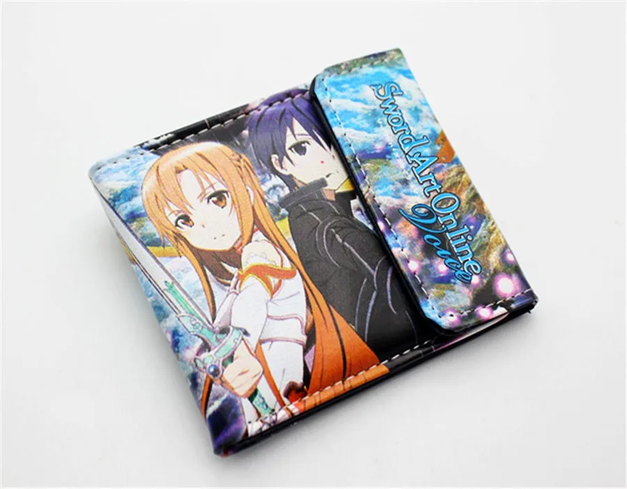 B Аниме Sword Art Online SAO Kazuto Pu короткий кошелек двойной фото держатель для карт слоистая кнопка мужской кожаный кошелек с принтом для мальчиков и девочек - Цвет: B