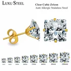 Комплект сережек-гвоздиков LUXU из нержавеющей стали 316L, 10 паркарта, разные цвета, круглыеквадратные, с блестящим кубическим цирконием