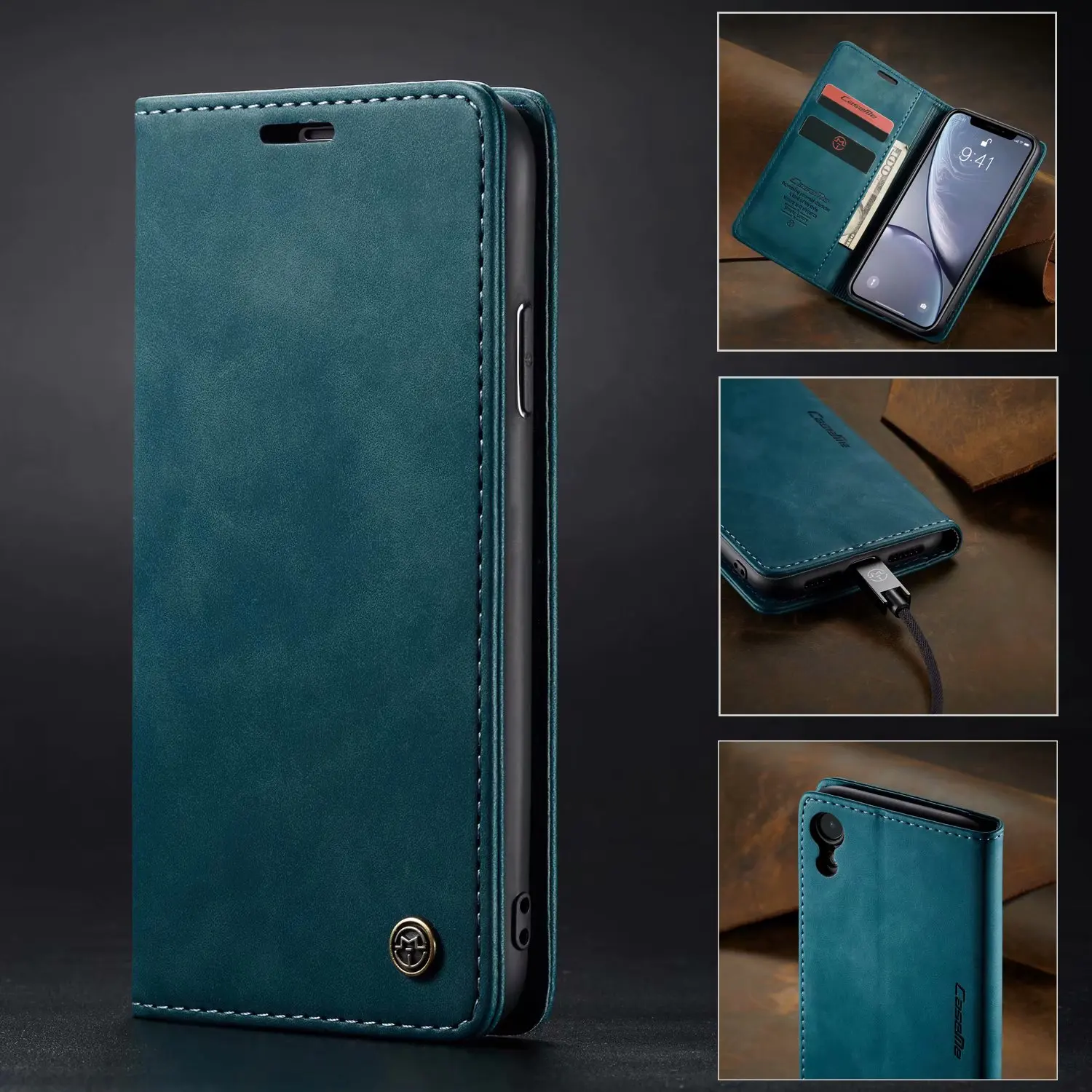CaseMe ретро кожаный чехол для iPhone XR X Max 360 роскошный держатель карт на магнитах чехол-кошелек для iPhone X XS XR 8 7 6 6s Plus