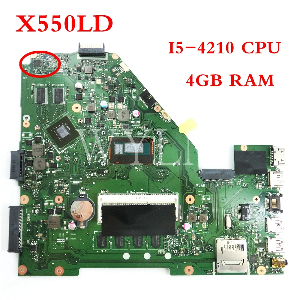

X550LD MB I5-4210CPU 4G RAM Материнская плата Asus Y581L X552L R510L X550L X550LN материнская плата для ноутбука протестированная Рабочая 90NB04T0-R00120