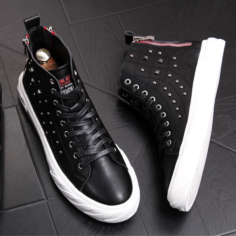 2018 Мужская Новая Кожаная обувь на высоком каблуке молодежные ботинки для отдыха