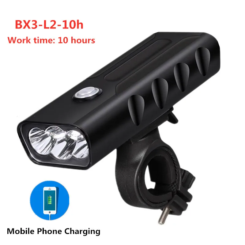 BX3-L2-10h BOFAMES велосипед свет 15000Lum L2/T6 USB Перезаряжаемые Мощность Bank Встроенный 5200 mAh 3 режима Водонепроницаемый фар велосипед аксессуары - Цвет: BX3-L2-10h