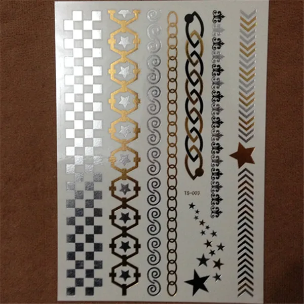 Женский браслет-чокер металлическая татуировка в форме листа временная