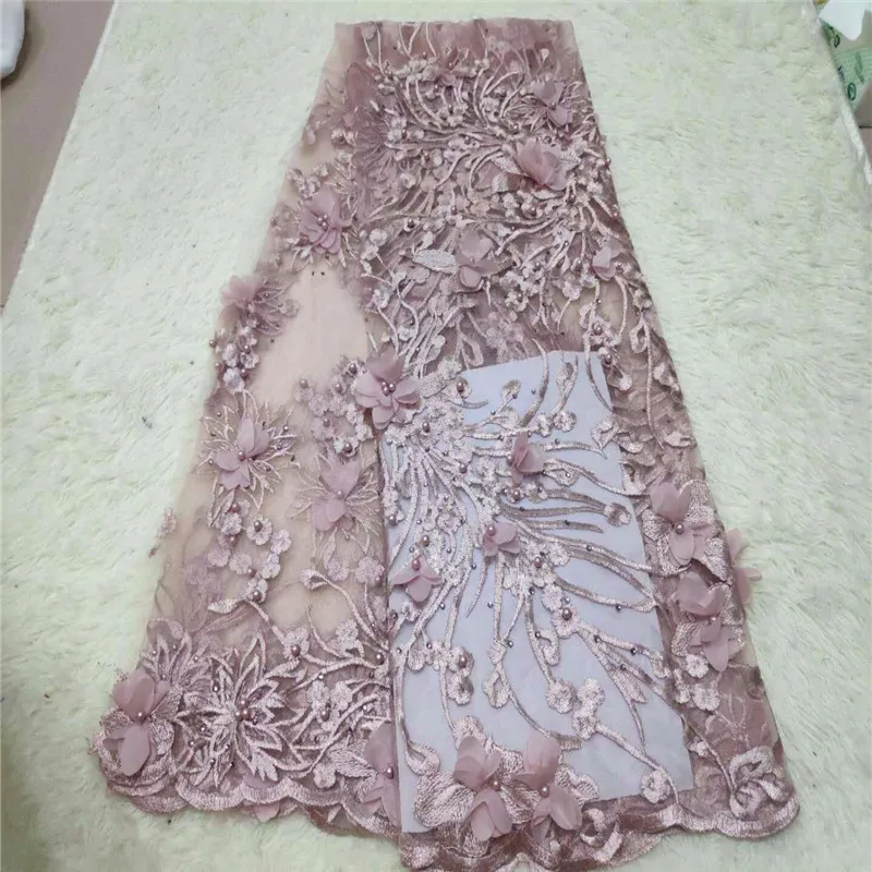 Африканские кружева ткань небесно-голубой бисер 3D цветок кружевная 2019 высокое