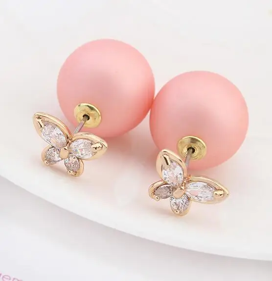 Женские двусторонние серьги-гвоздики Ювелирное Украшение золотого цвета с