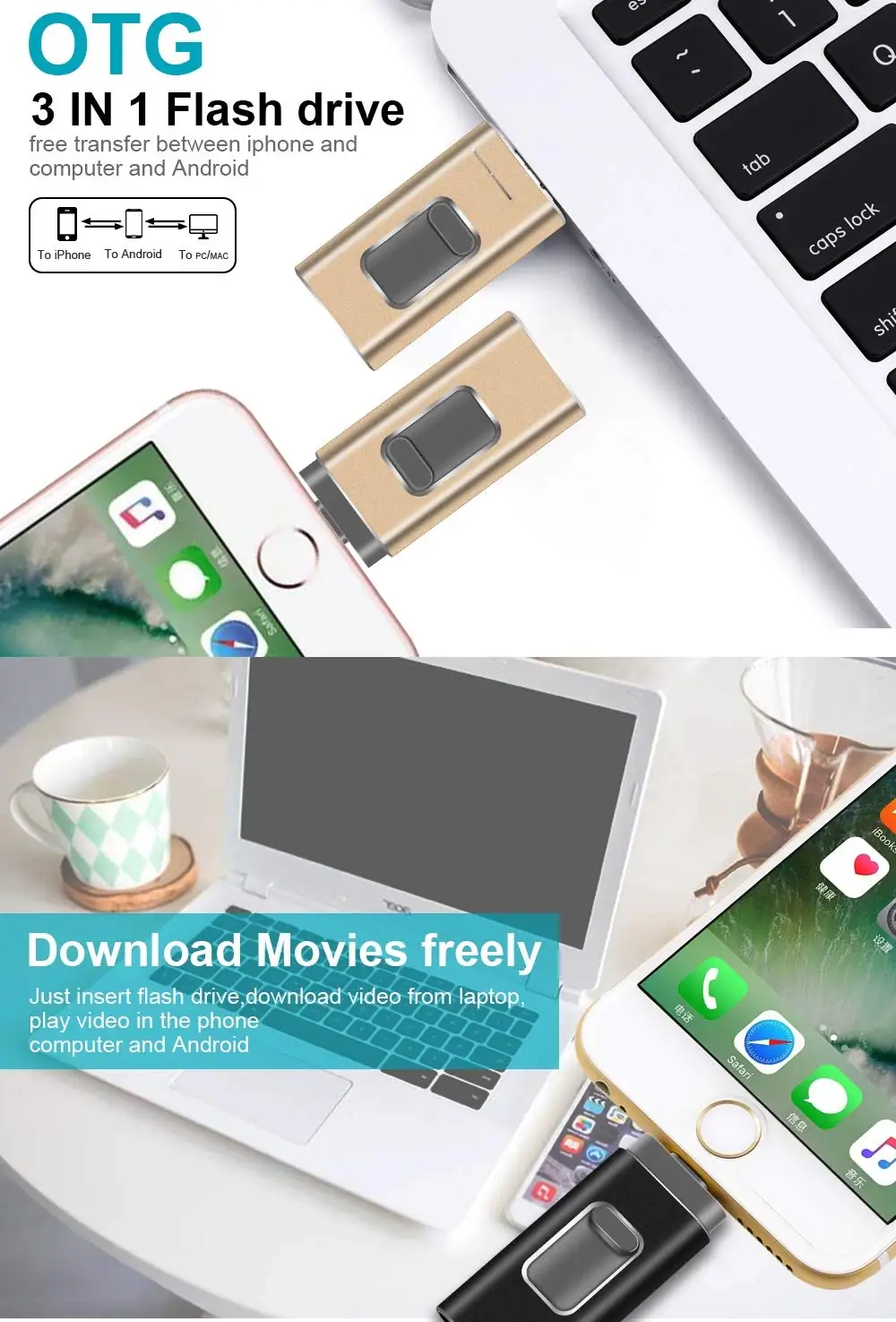USB флэш-накопители совместимые с iPhone/iOS 3-в-1 флэш-накопитель Lightning OTG 3 0 | Компьютеры