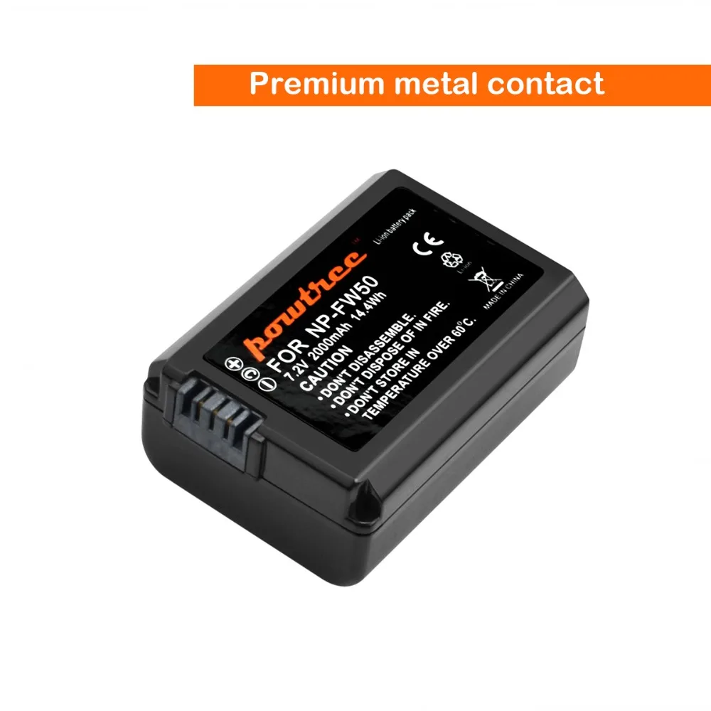 Powtree для Sony 2 шт. 7 в 2000 мА · ч фонарь NPFW50 NP FW50 аккумулятор цифровой камеры фонарик |