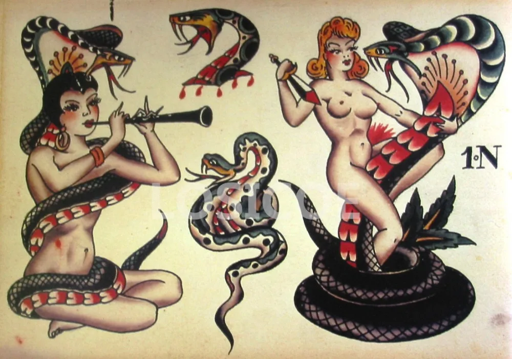 Стикер в старом стиле 150 г крафт-бумага Ностальгический ретро-татуировки